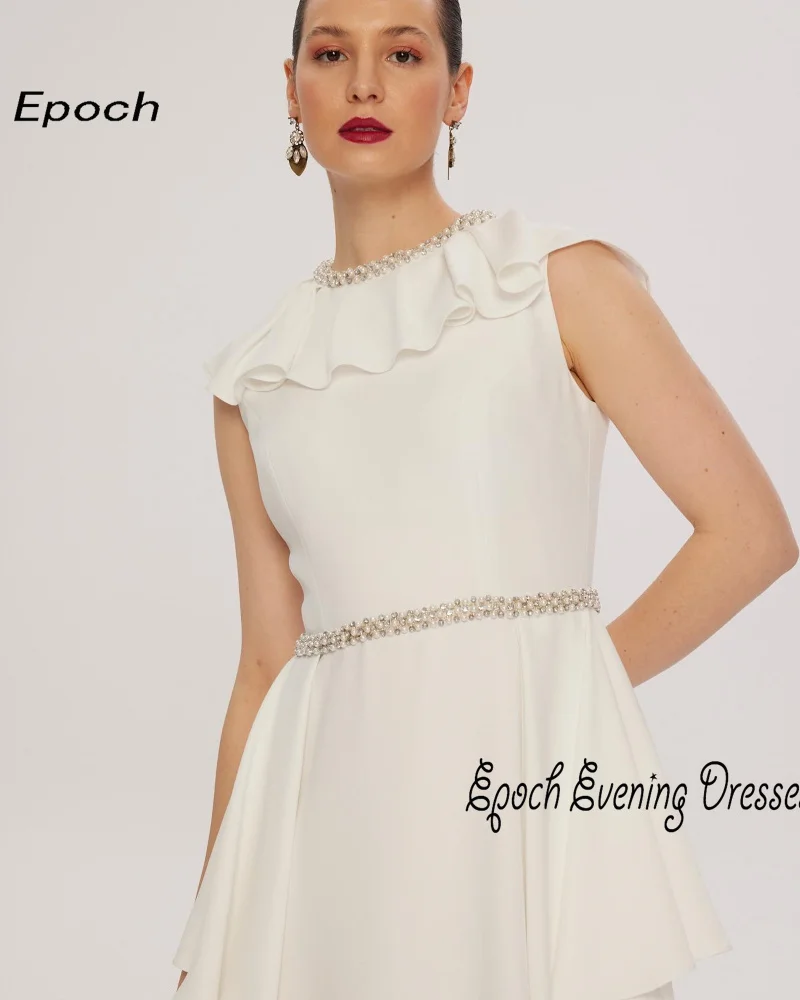 Epoch-Robe de soirée à col rond pour femme, robe de cocktail formelle, robe de Rhsimple, plissée, ligne A, sur mesure, sexy, 2024