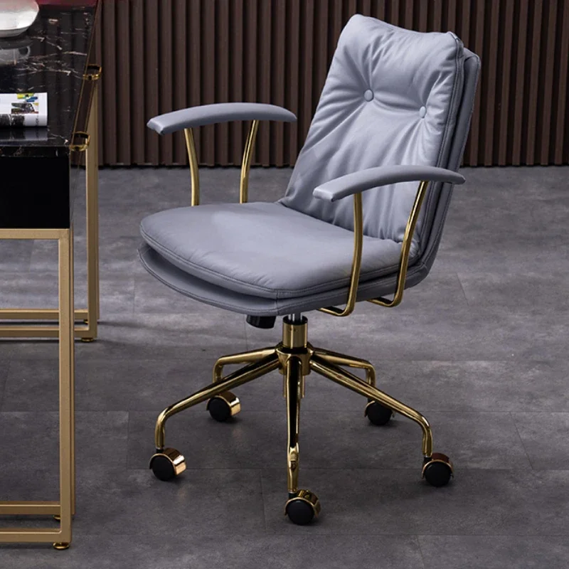 Kursi Kantor Mewah Ringan Kulit Desain Komputer Modern Kursi Kantor Nordik Pernapasan Dapat Disesuaikan Perabotan Rumah Silla Gamer