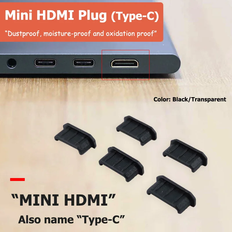 พอร์ต HDMI ขนาดเล็ก1-20ชิ้น, อินเทอร์เฟซ Type-C ปลั๊กกันฝุ่นโน้ตบุ๊คกันฝุ่นกันฝุ่นปลั๊กแล็ปท็อปอเนกประสงค์ฝาครอบกันน้ำสำหรับคอมพิวเตอร์