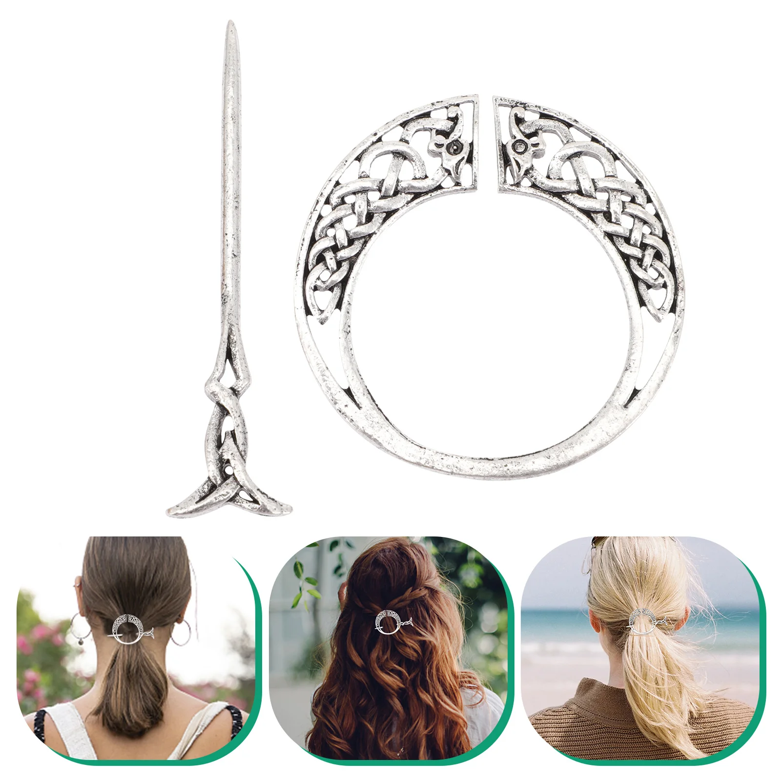 

Vintage Viking Hairpins Metal Knot Accessories Alloy Barrette Bun Stick Women Clip for Barrettes