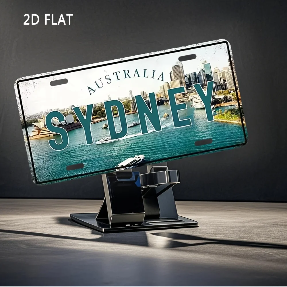 لوحة ترخيص سيدني أستراليا - عتيقة - تصميم جسر سيدني هاربور وأوبرا هاوس، لهجة أزرق مخضر - معدن ألومنيوم عالي التحمل