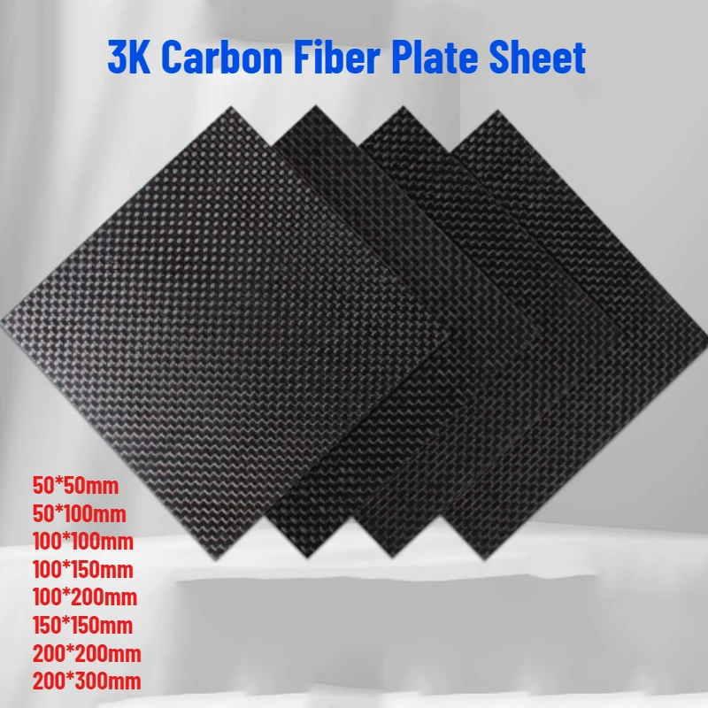 1-5pcs 0.2mm-0.8mm 3K Plain Glossy Matte Carbon Plate Panel Sheets High Composite Hardness Material Anti-UV Carbon Fiber Board