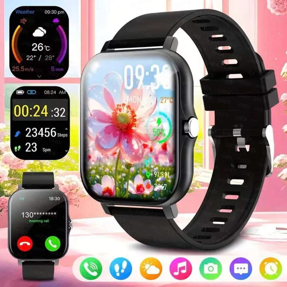 Mignon Uhren Mädchen 1,83'' Vollbild Bluetooth Talk Weihnachtsgeschenk Blutsauerstoff Blutdruckmessgerät Smartwatches für Männer