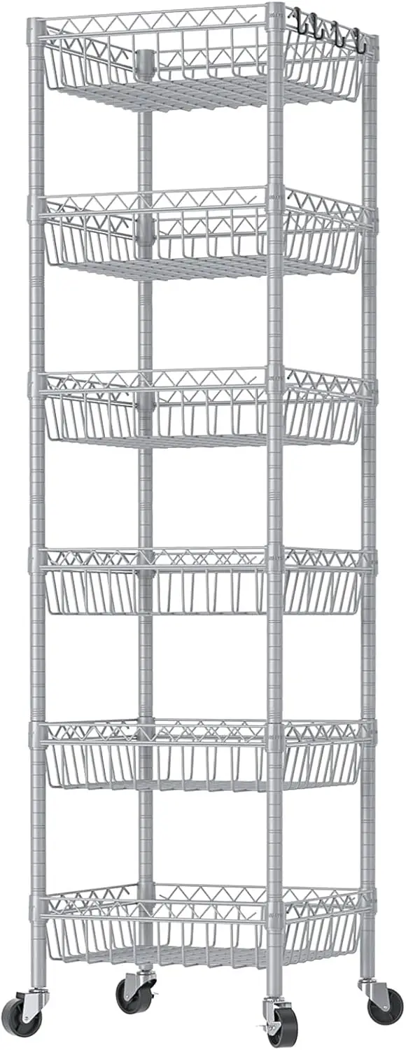 US 4/5/6 Tier Corner Shelves Wire Shelving Rack Shelf Adjustable Storage Unit Organizer Baskets Storage Rack Corner Shelf