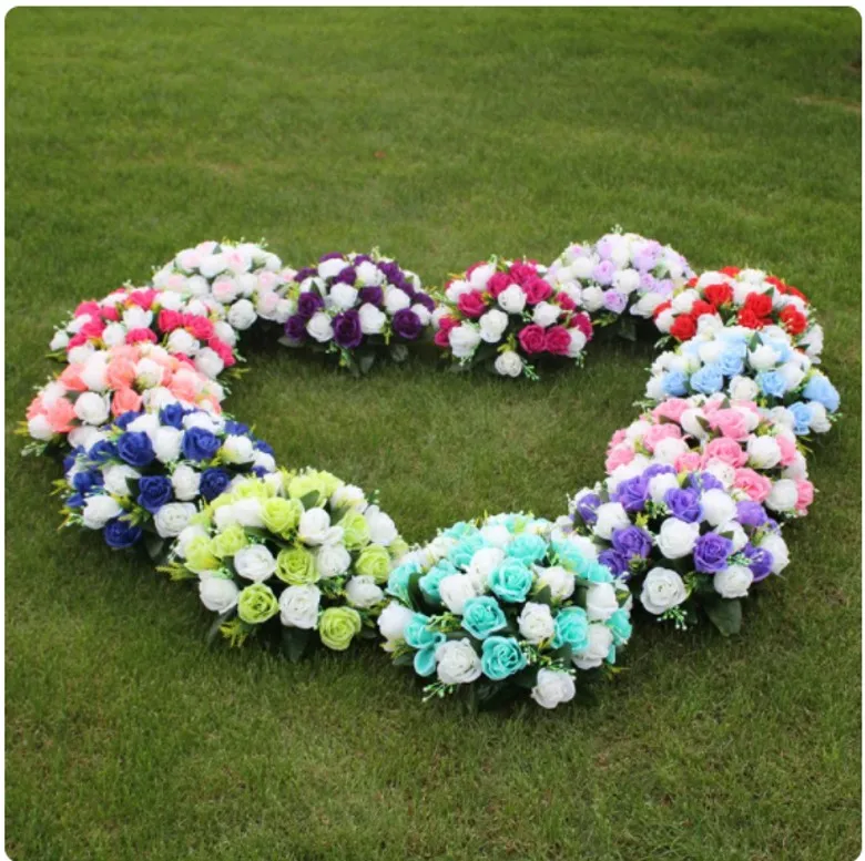 

35CM Artificial Rose Hydrangea Kissing Ball Wedding Road Cited Flower Roman Column Lead Bouquet T Station Decoration