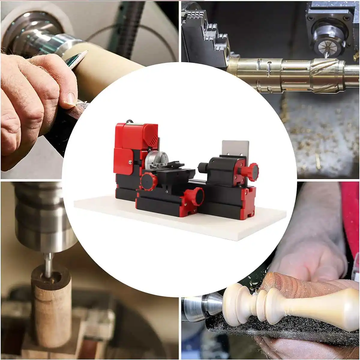 24W 20000rpm/min High-Speed Mini Wood Metal Lathe Machine 12V DIY Tool CNC Metal Motorized Lathe Machine EU Plug