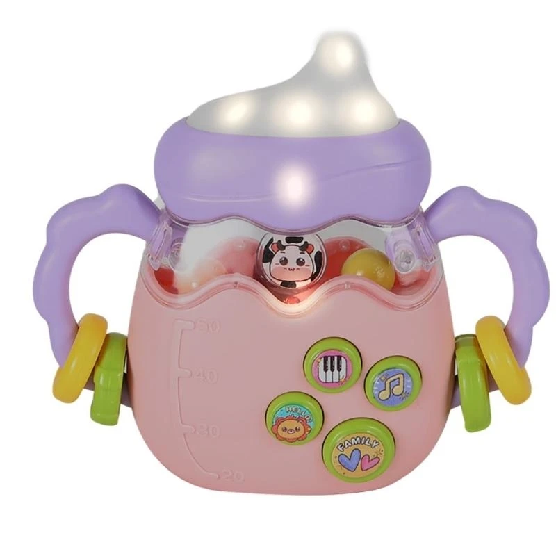 لعبة خشخيشة موسيقية لزجاجة الأطفال مع لعبة تعليمية لأجراس اليد الكهربائية ذات الموسيقى الخفيفة