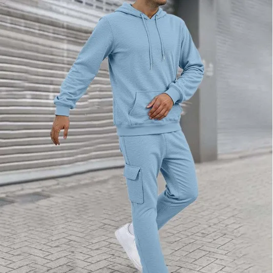 

New Autumn Winter Men's Hoodie Set with Thick Hood Warm Casual Sportswear Fitness Running Two-piece Set Plus Size Men's Clothing