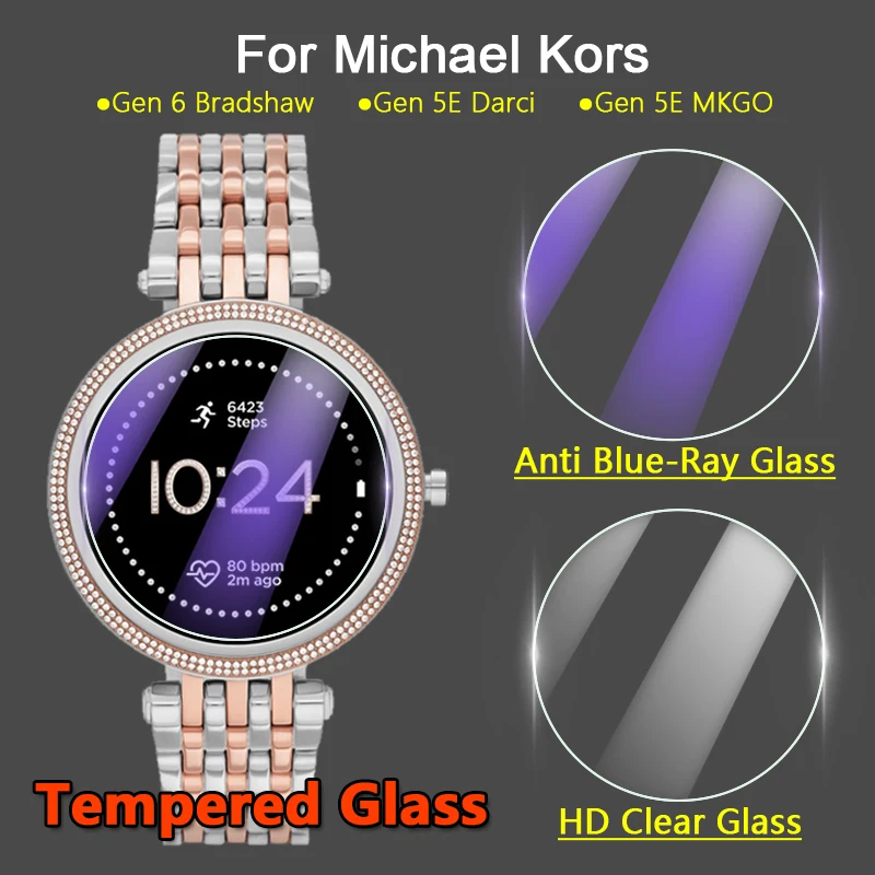 5Pcs Screen Protector For Michael Kors MK Gen 6 Bradshaw Camille 5E Darci MKGO 9H Ultra Clear /Anti Blue-Ray Tempered Glass Film