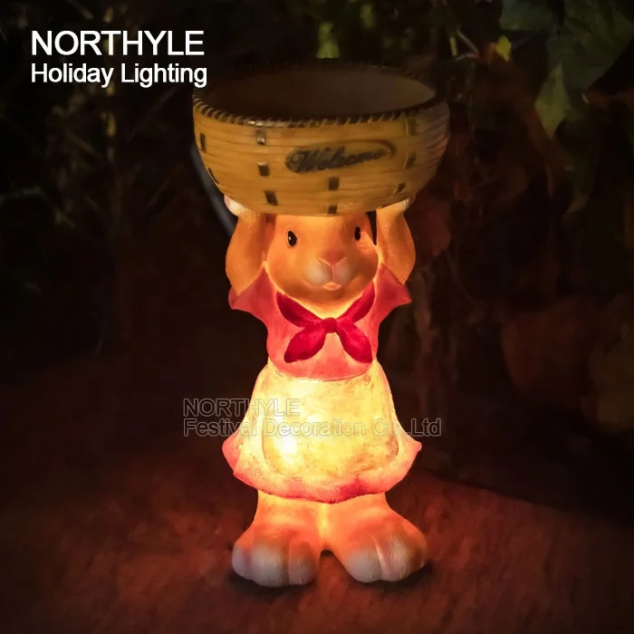 3D Fiberglass Rabbit Lamp Outdoor Landscape Lighting Ideas Garden Decor Animals Professional Commercial Decor Factory