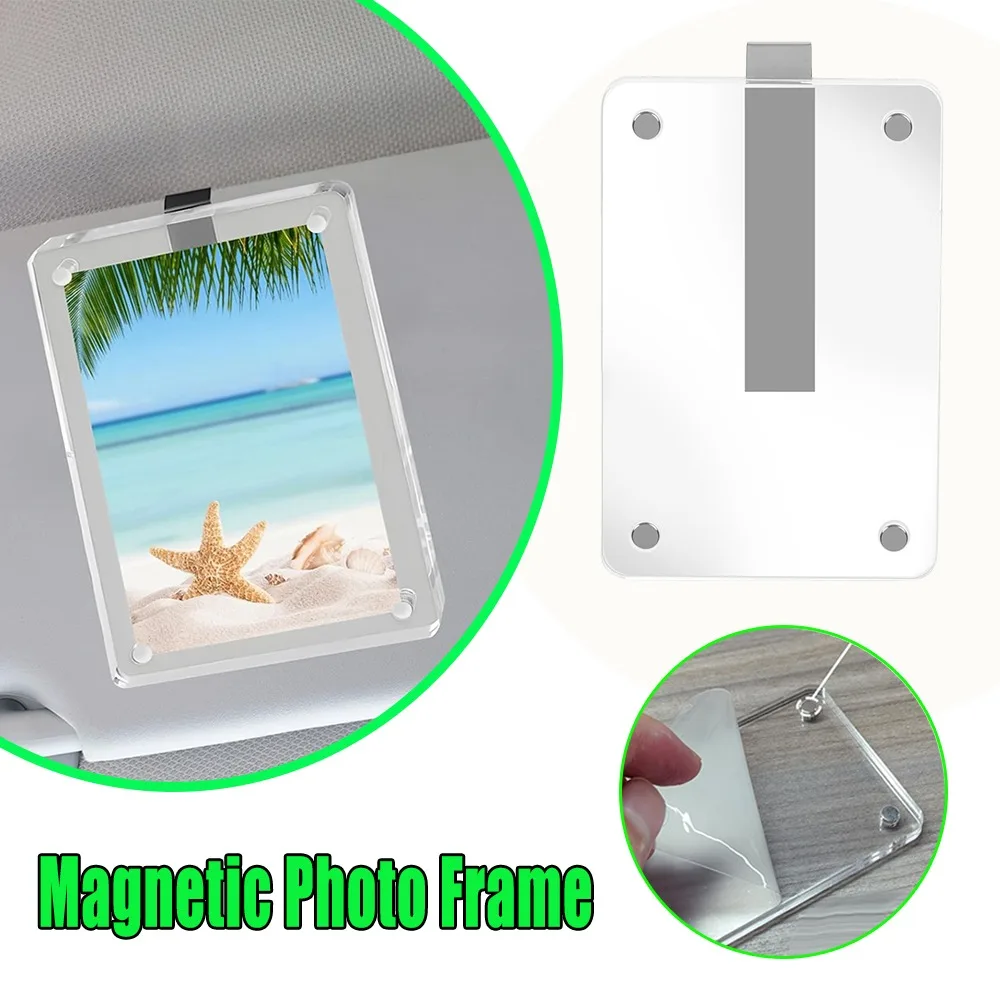 

3 Inch Magnetic Photo Frame Car Sun Visor Clip for Holding Pictures Vehicle Decor Accessory Auto Visor Photo Holder Gift