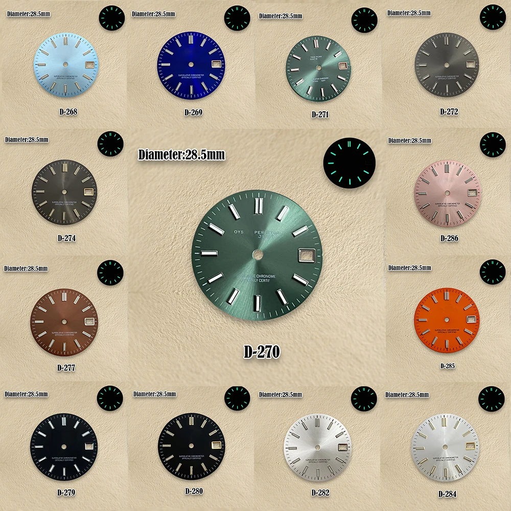 

28.5mm NH35 Dial Day just Mod Dial sunray Dial S Dial Suitable For NH35/NH36 Movement Fit 3/3.8 o'clock Crown Watch Accessories