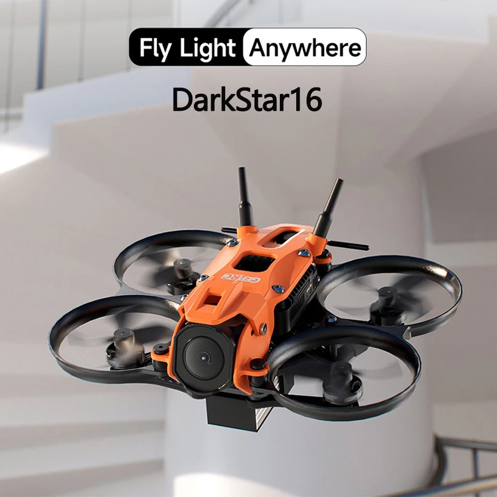 

GEPRC DarkStar16 WTFPV/O4 Pro TinyWhoop с камерой O4, 1,6-дюймовый дрон FPV PNP, приемник ELRS 2,4G TAKER F411-12A-E 1-2S AIO