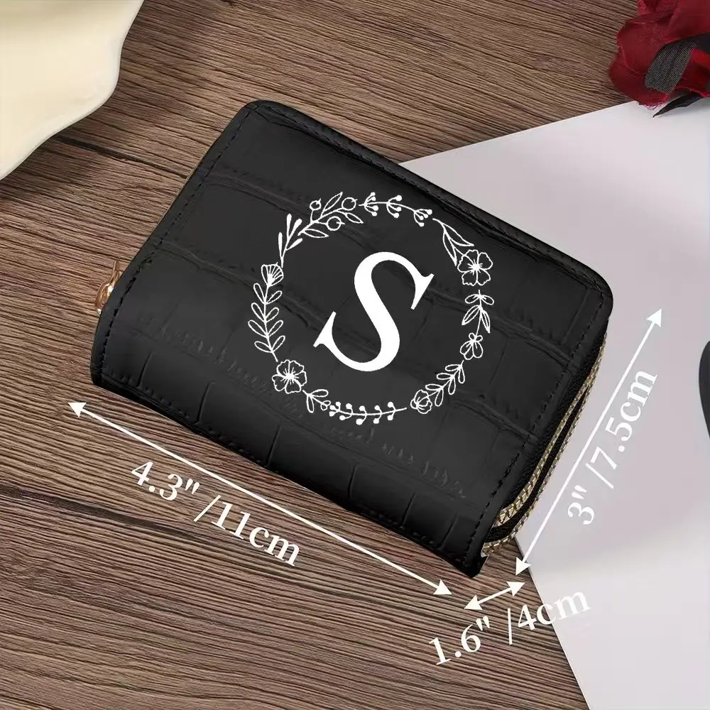 Black Marble pattern, 26-letter design, new style coin purse, 2026 women's short wallet, printed PU coin purse, mini zipper