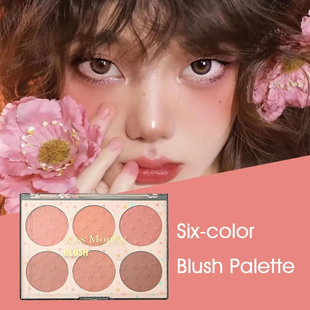 6 Colors Blush Palette - Long-Lasting Pigment, Highlight Bronzer Blush Blush Face Stick Powder, & Palette Makeup U8M0