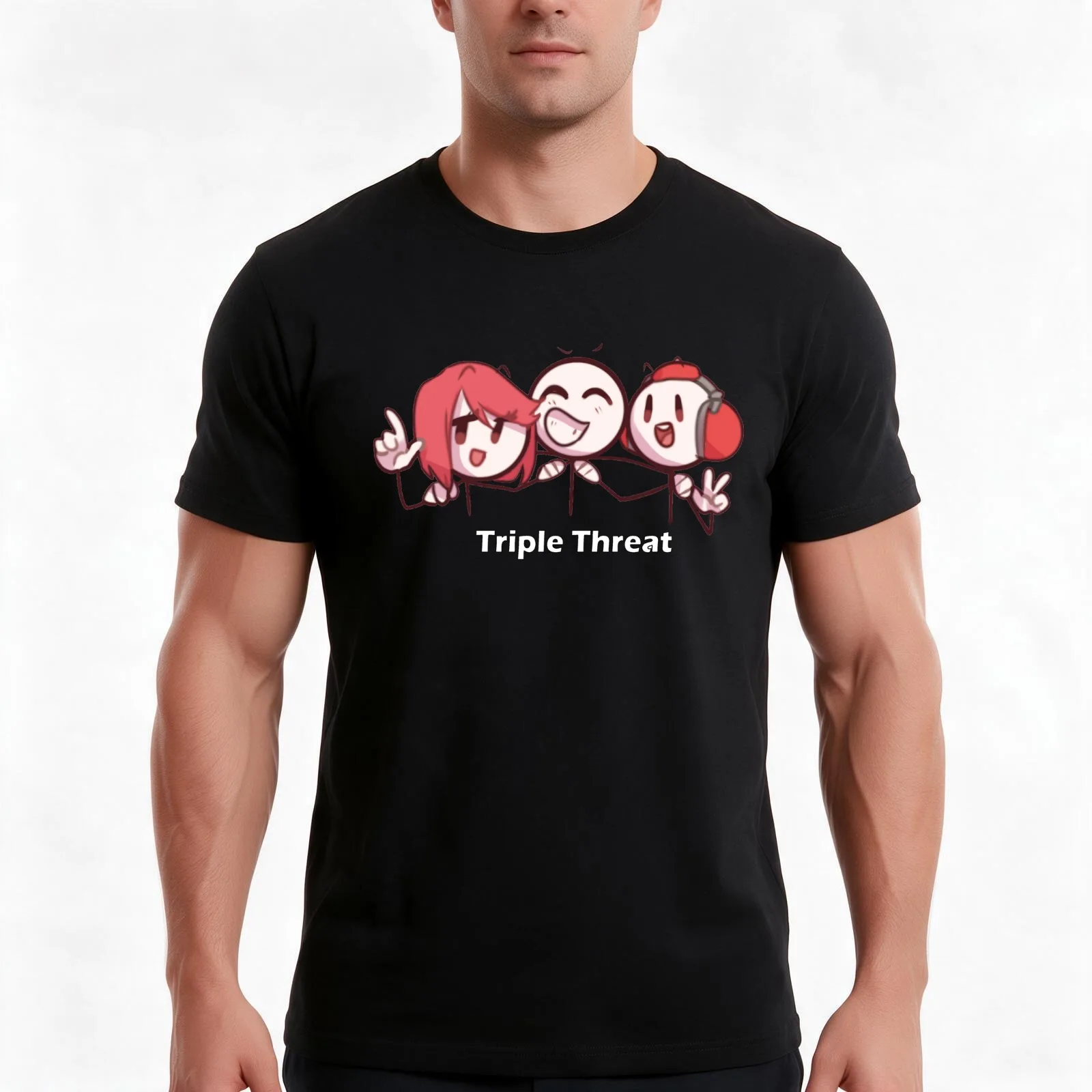 TRIPLE THREAT T-Shirt Summer Casual Cotton Tee Oversized Streetwear Tops Vintage Graphic Print Loose Fit Short Sleeve