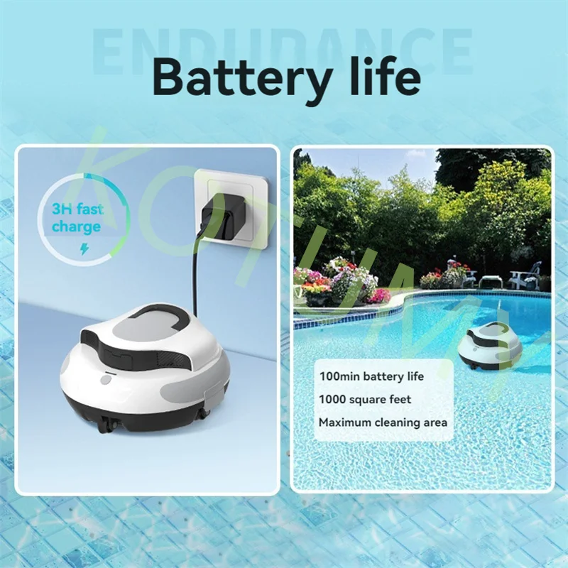 Fully Automatic Cleaning Robot Filtering Equipment Underwater Fish Pool Vacuum Cleaner Wireless Swimming Pool Suction Machine