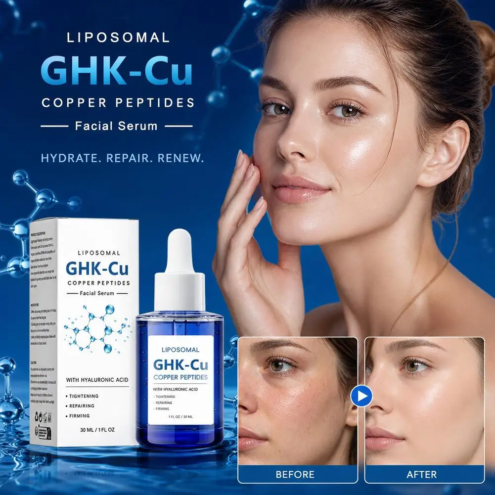 Liposomal GHK-Cu Copper Peptides Facial Serum Skin Brightening Dark Spot Reduction Intense Moisturizing Firming Boost Face Care