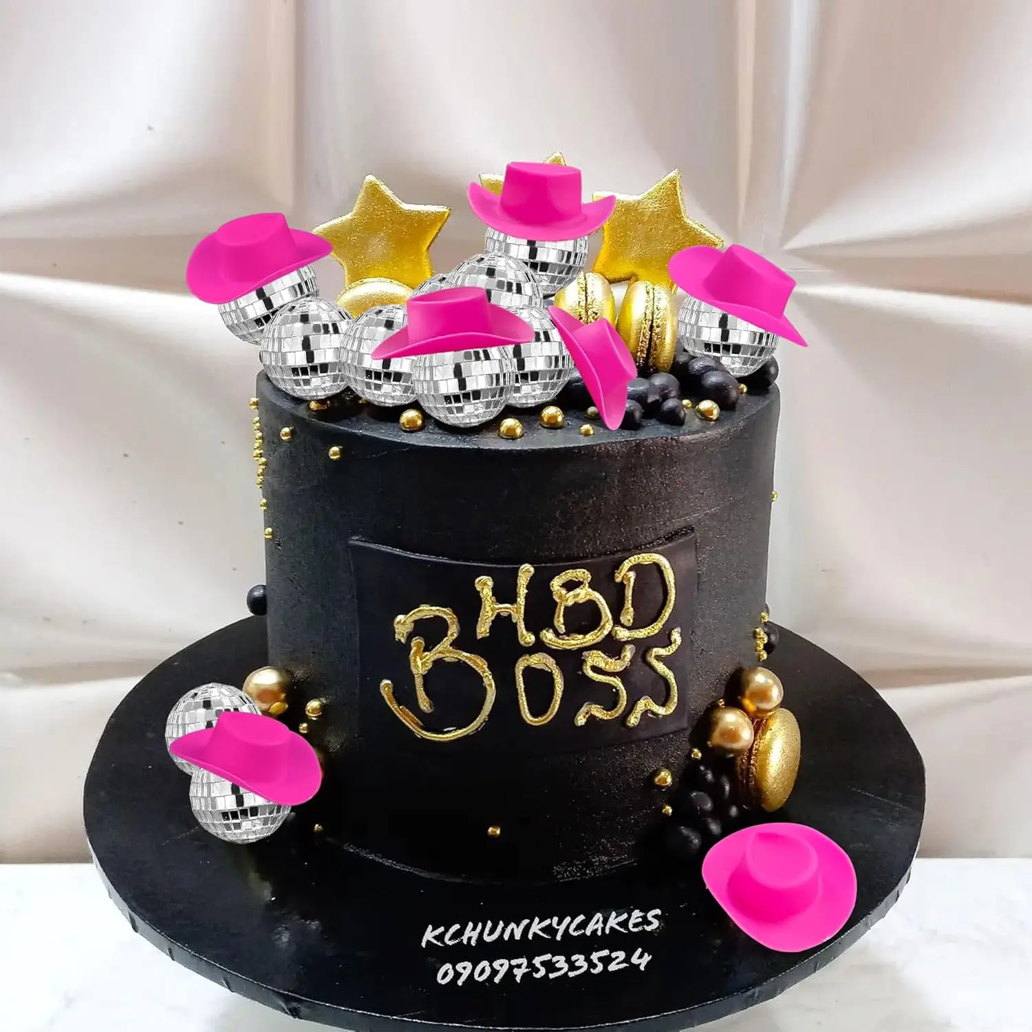 20 Stück Disco-Kugel Kuchendekoration mit Mini Rosa Cowboyhut Kuchenaufsätzen 70er 80er Disco Party Western Cowgirl Cupcake Party Deko – Detail 4