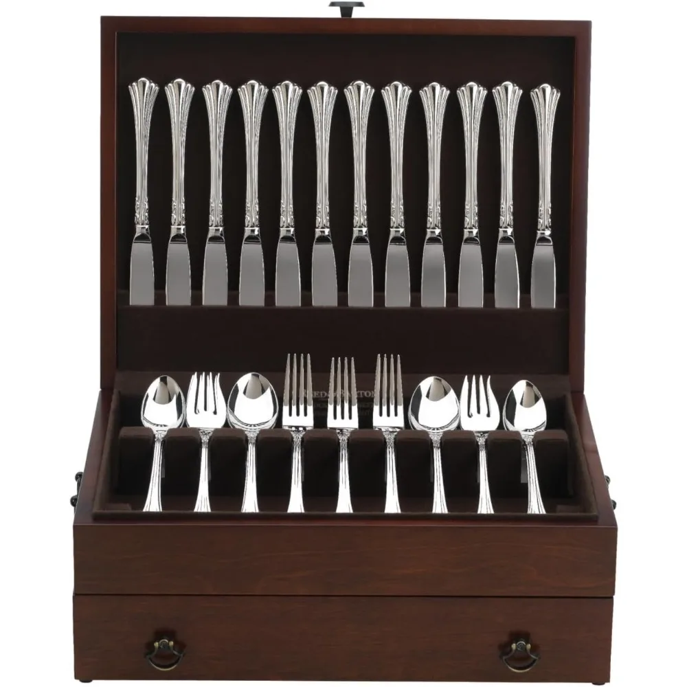 43M Bristol Grande Mahogany Flatware Chest,Brown