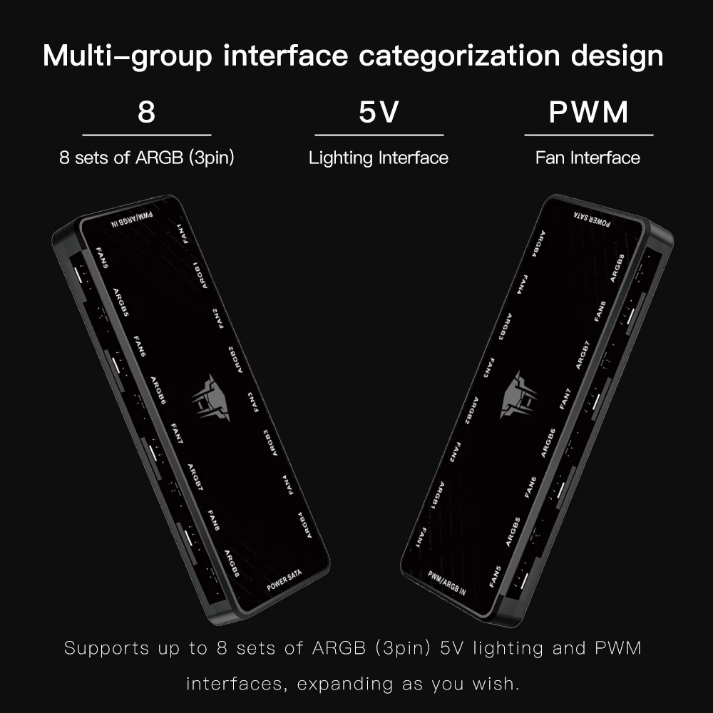 Jungle Leopard JL8 ARGB Fan 2-in-1 Hub HUB Hub 1/8 Port Expansion 3-Pin 5V Temperature Control PWM