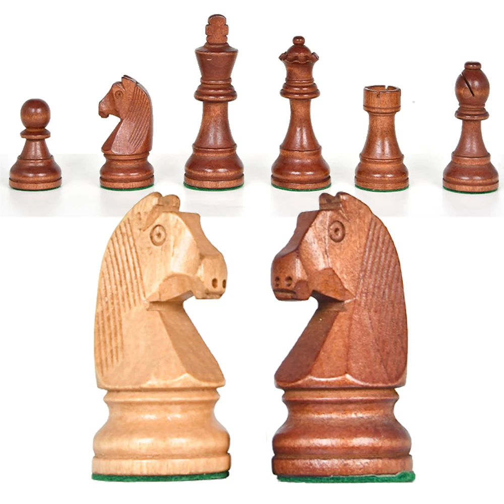 Wooden Chess Pieces of King Heavy Weighted, Tournament Chessmen with 2 Extra Queens, Board Game or Replaceme, 3.75in, 32PCs