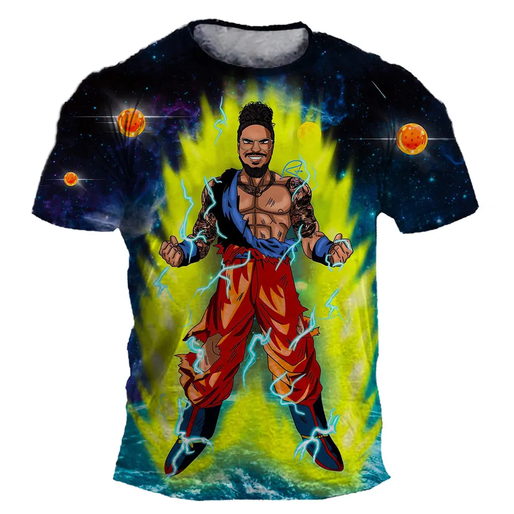 2025 verão animação dragon ball sun wukong 3d impressão digital de secagem rápida camiseta adulto crianças moda topo casual y2k