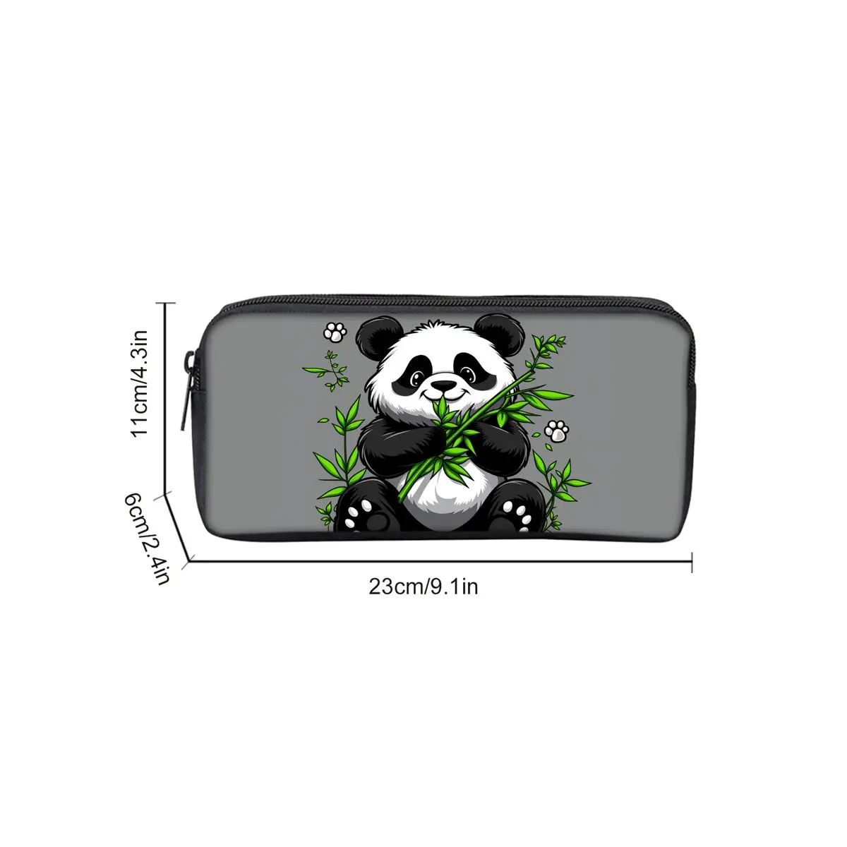 Panda Bamboo Print Single Layered Pencil Case for Boy/Girls Best Gifts 2D Flat Cartoon School Supplies Pencil Pouch for Children