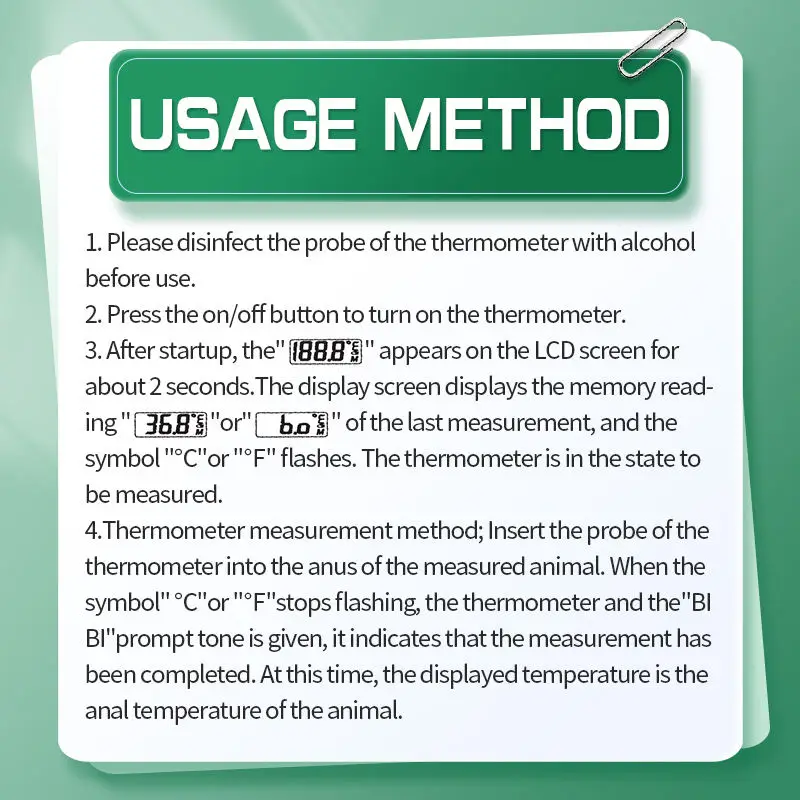 Professional Animal Digital Thermometer with Soft Probe Blue Digital Pet Dog Cat Veterinary Thermometer Waterproof Equipment view 6