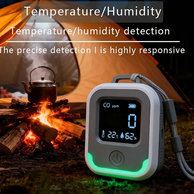 Camping  Detector Carbon Monoxide Alarm  Digital Screen Shows CO, and Humidity Outdoor Safety Gas Monitor for Camper Car & Home