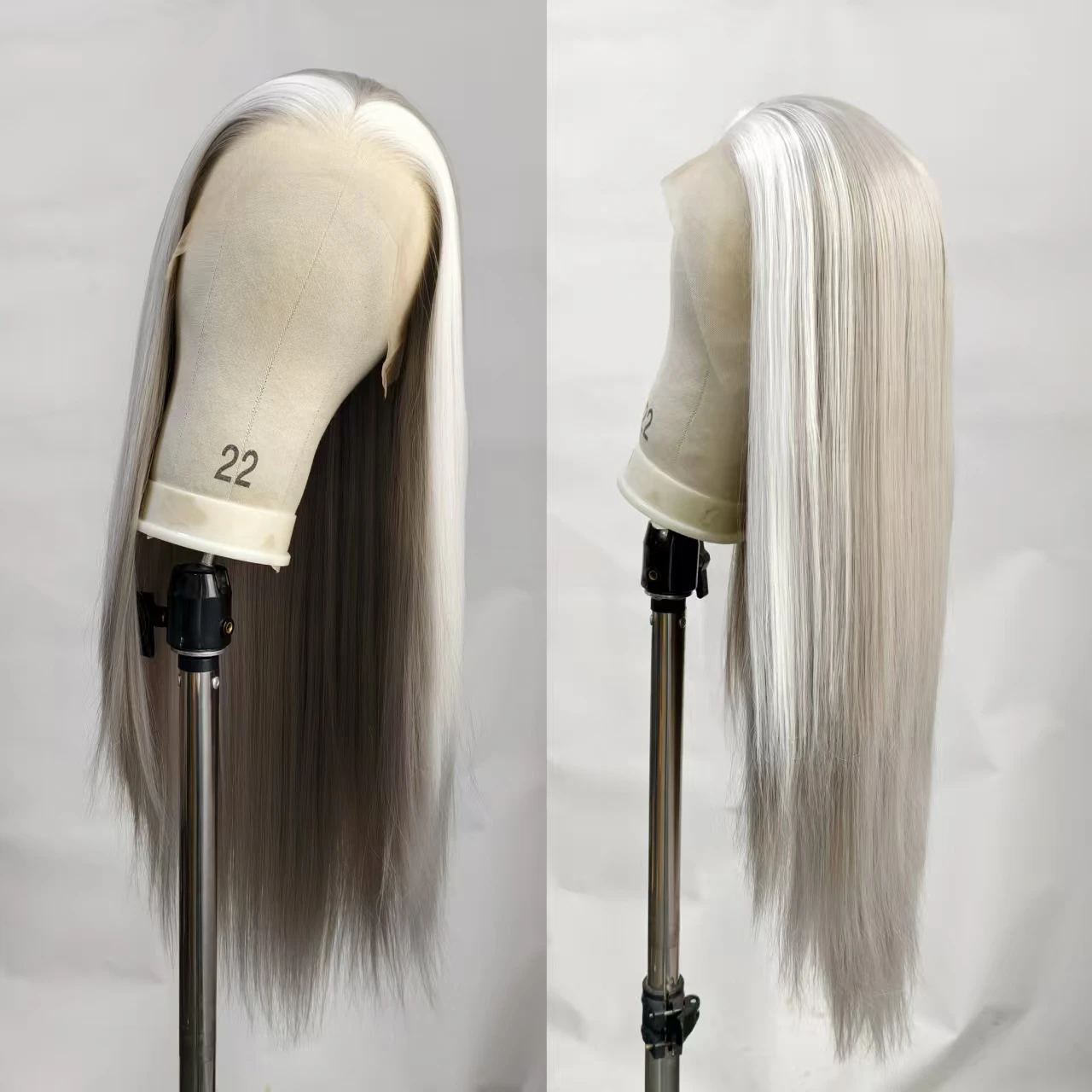 

Grey with White Highlight Synthetic Lace Front Wig 13x4 Pre Plucked Natural Hairline Straight Grey Wig for Cosplay Daily Use