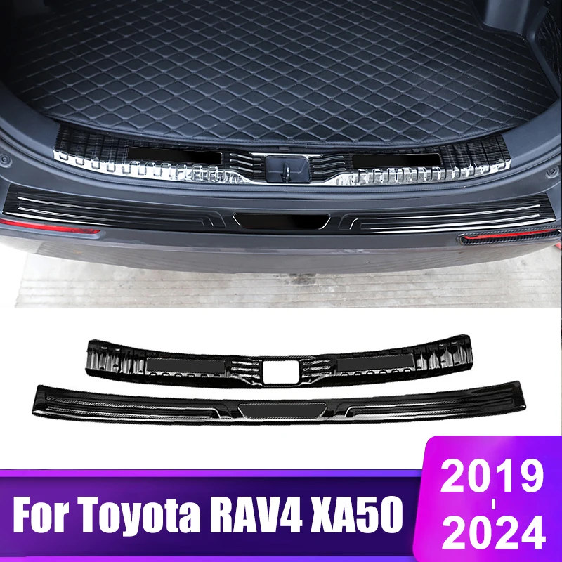 For Toyota RAV4 XA50 2019 2020 2021 2022 2023 2024 Hybrid Car Trunk Inner Guard Rear Bumper Plate Cover Stainless Accessaries