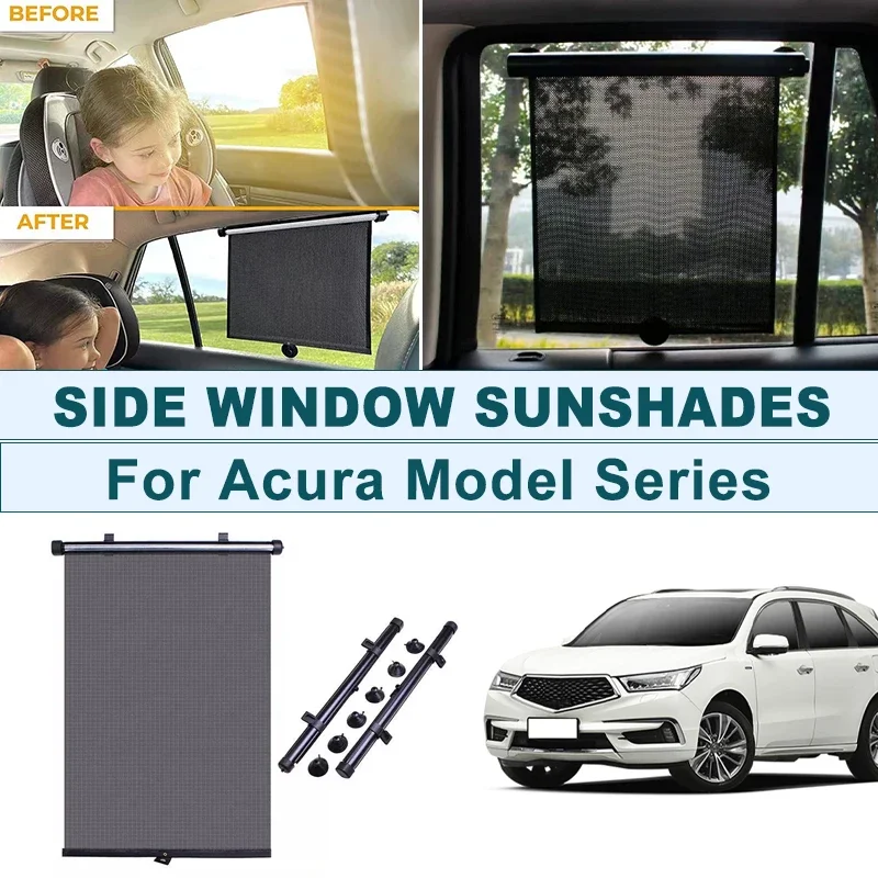 

2Pcs UV Protection Retractable Car Side Window Sun Shade Roller Blinds For Acura RDX MDX TLX Integra CDX ZDX TL TSX ADX