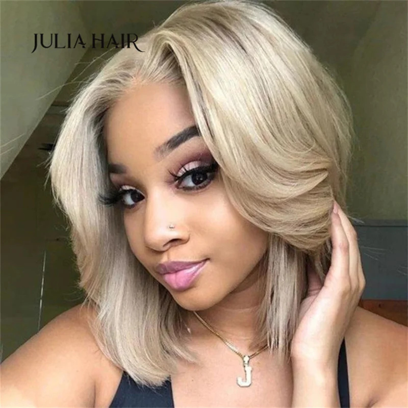 

Julia Hair 13x4 Pre Everything Wig | Ash Blonde Color Short Bob Glueless Put on and Go Wig For Summer Lace Frontal Human Wig