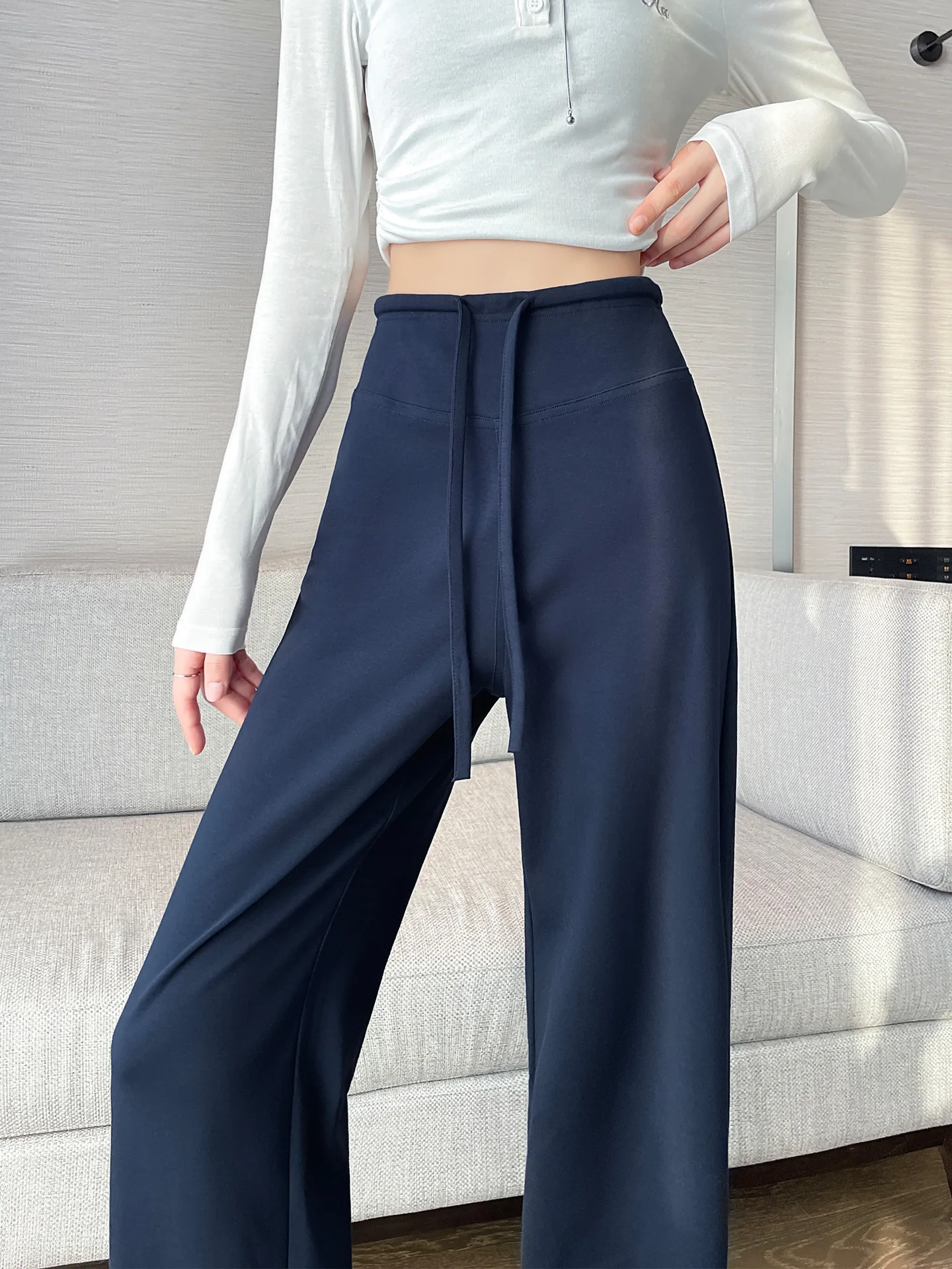 

Женские брюки с высокой талией и широкими штанинами, повседневные брюки для йоги, прямые спортивные брюки, весенне-осенние новые модели с эффектом похудения