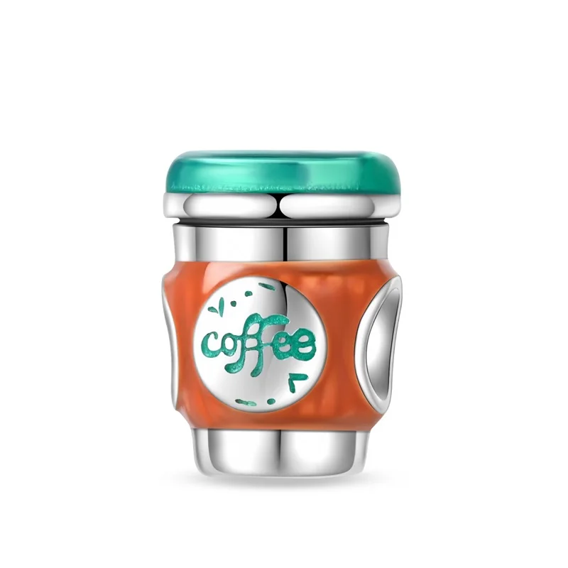 

Подвеска-шарм из стерлингового серебра 925 пробы, зеленые бусины для кофейной чашки, подходят для оригинального браслета для изготовления ювелирных изделий, подарок на День святого Валентина