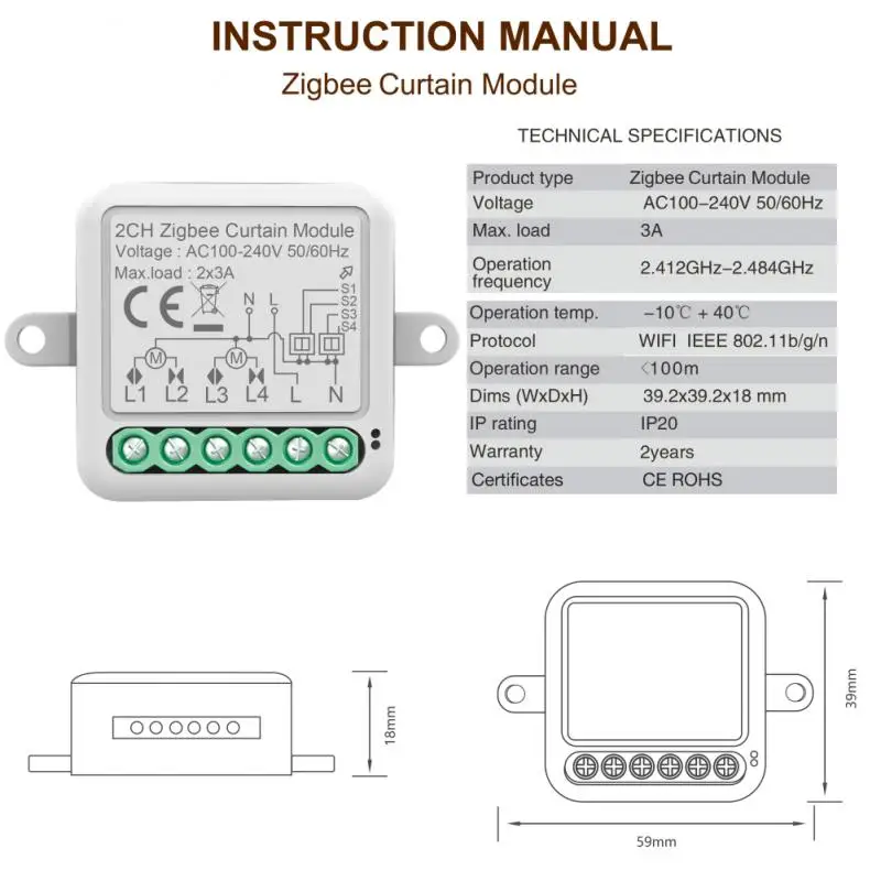 Tuya Smart Switch Modul für Rollläden Rollladen Elektromotor Gang Arbeit mit Alexa Home