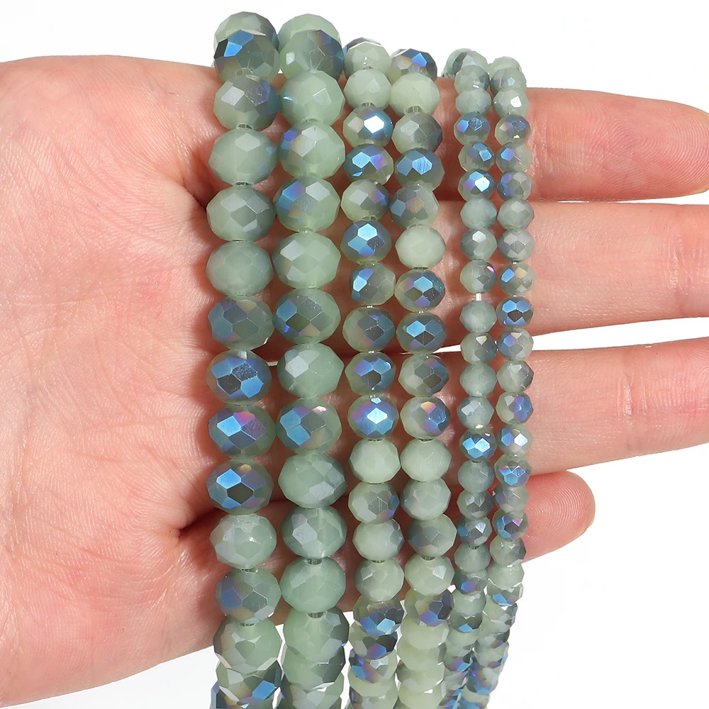 1 Strand Faceted Crystal Beads Fruit Green Blue Glass Loose Beads For Jewelry Making DIY Bracelet Necklace Accessories 4/6/8mm