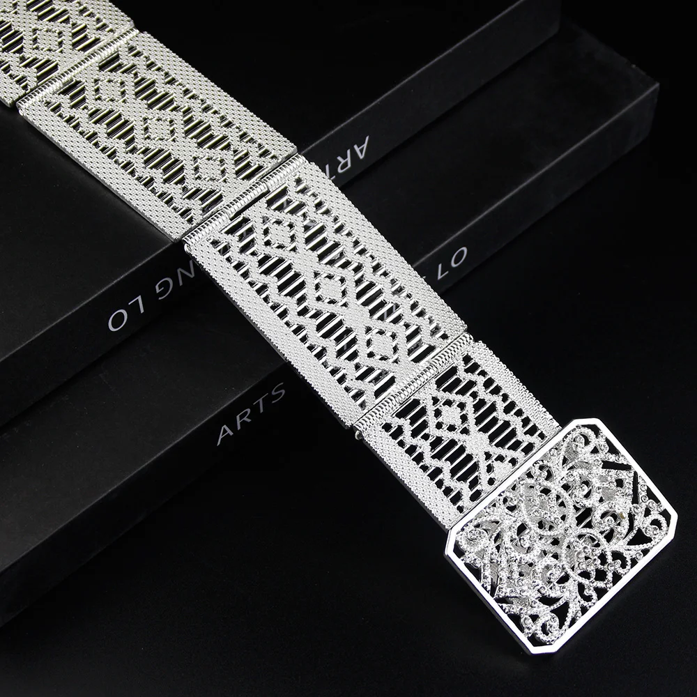 Sunspicems New Morocco Belt for Women Arab Caftan Belt Crystal Algeria Bride Wedding Waist Chain Gold Silver Color Waistband