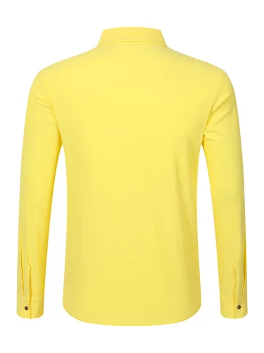 Imagen 2 del producto Camisa de manga larga de algodón y cáñamo para hombre, camisa holgada informal con cuello de bolsillo, otoño 2025