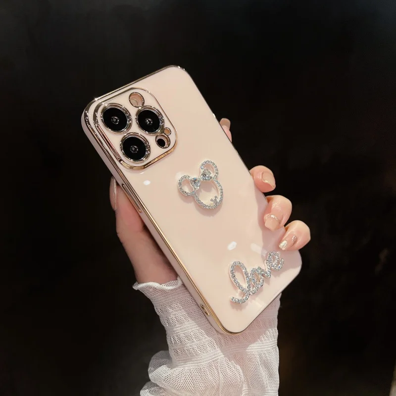 Ins Sparkling diamond Bling plating Soft silicone phone case for iphone 14 11 12 13 Pro 7 8 Plus X XS XR MAX SE MiNi Cute Cover