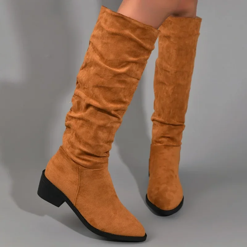 Damen Frühling, Herbst und Winter beliebte Mode einfarbige Modest iefel für den Außenhandel große High Barrel Stiefel