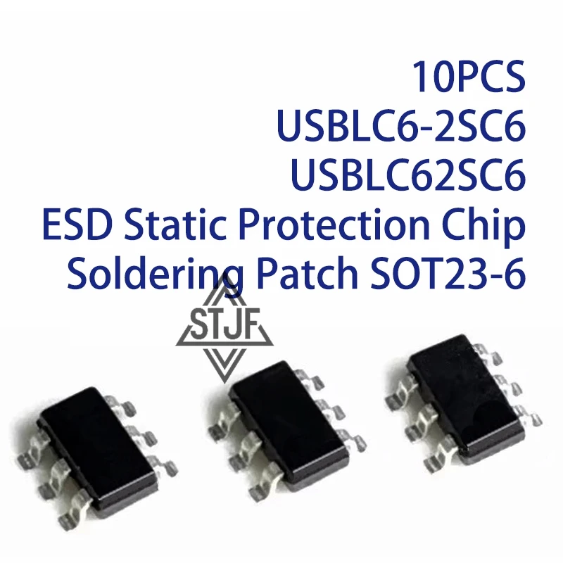 10PCS USBLC6-2SC6 USBLC62SC6 ESD Static Protection Chip Soldering Patch SOT23-6