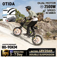 OTIDA NEW R7 Dual motors 2500W 50KM/H Foldable Electric Bicycle 48V20AH Lithium Battery 20 Inch 4.0 Fatbike Electric Bike