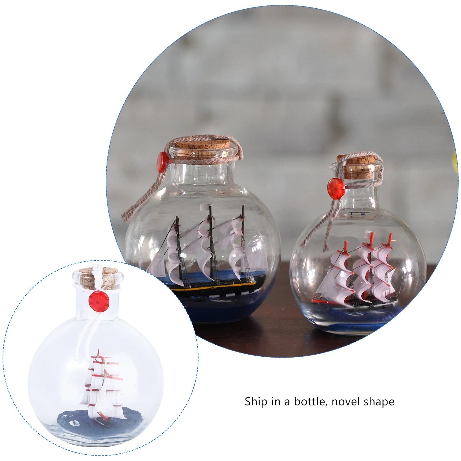 

1Pcs Glass Bottle with Ship Inside Drift Craft Decor Desktop Home Adornment Unique Design Perfect for Indoor Environment Mood