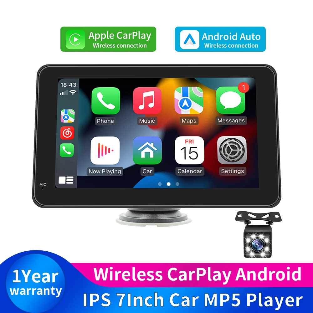 

Portable Touch Screen 7inch IPS CarPlay Android Auto Car Radio Multimedia Video Player GPS Navigation Wifi Rear View Camera