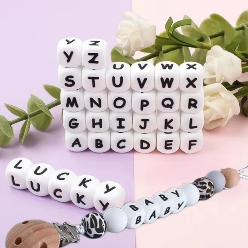 12MM Silicone Letters Beads DIY jewelry accessoriesFor To Make Bracelets English Alphabet Beads BPA Free Food grade