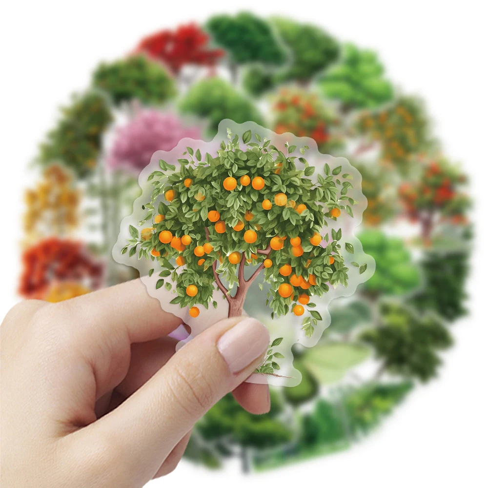 

10/30/50pcs Cartoon Tree Stickers Green Plants Waterproof Graffiti Sticker Scrapbooking Guitar Phone Transparent Decals Packing