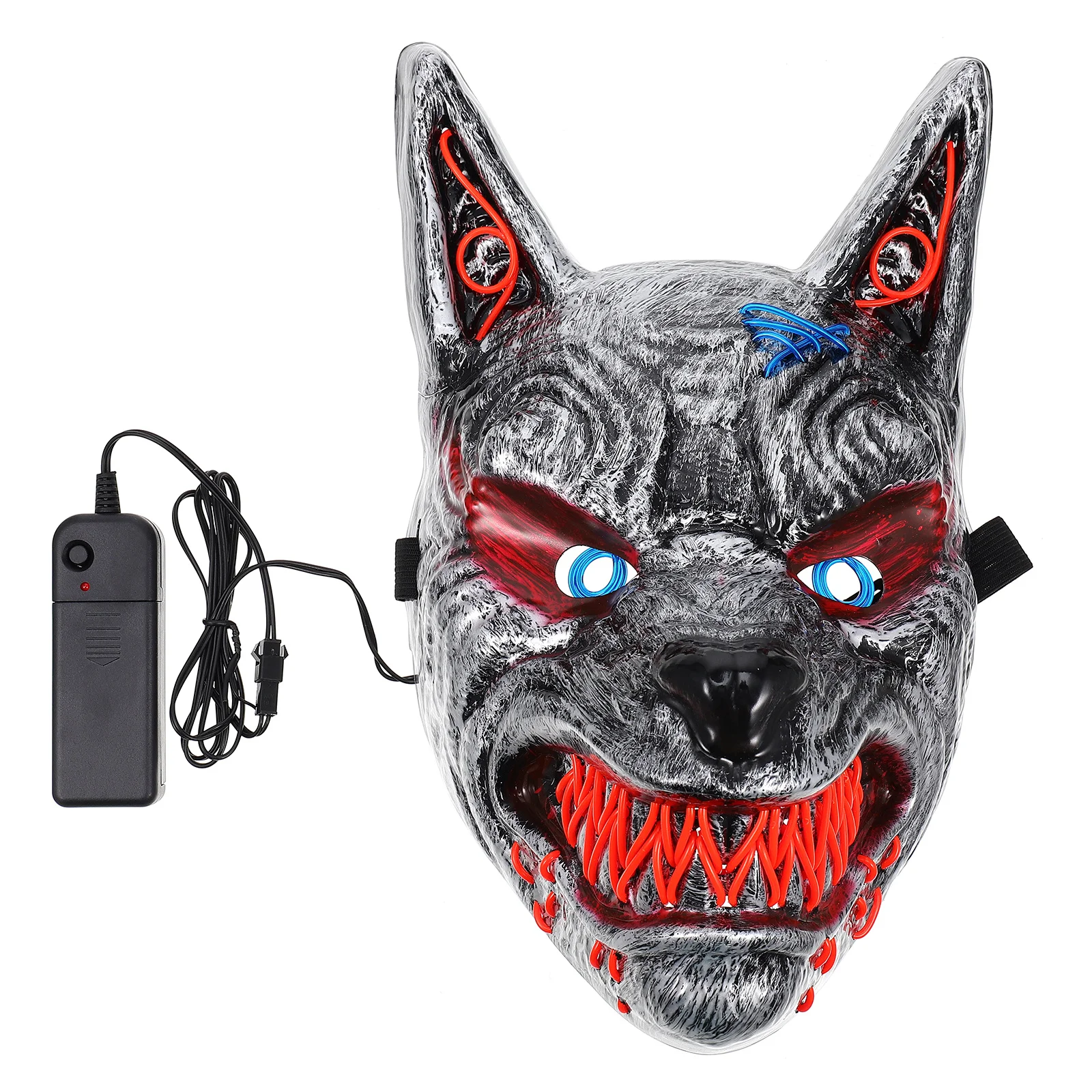 1Pcs LED Halloween Mask Wolf Head Glow Mask Light Up Scary Horror Party Supplies Costume Party Supplies Face Cover for Halloween