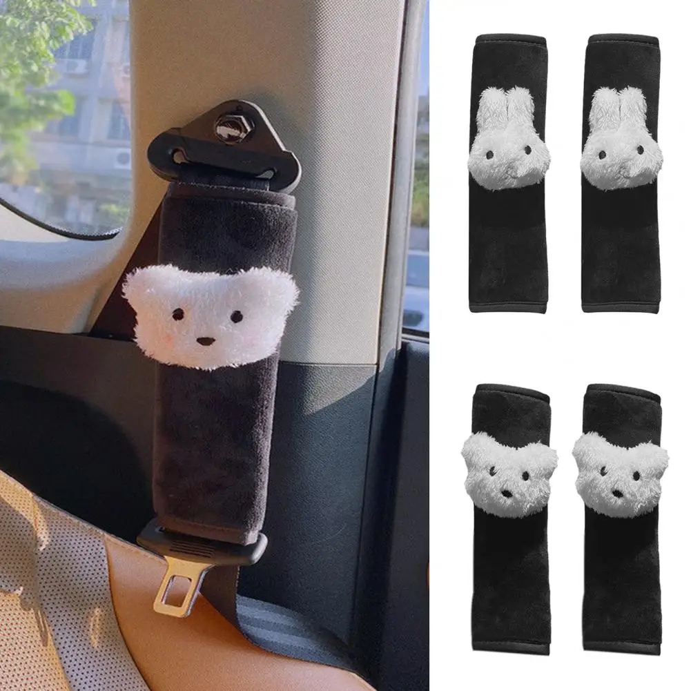 2Pcs Fluffy Seat Belt Pads Prevent Neck Abrasion Shoulder Strap Cover Cartoon Car Seatbelt Shoulder Pad Protector For Girls